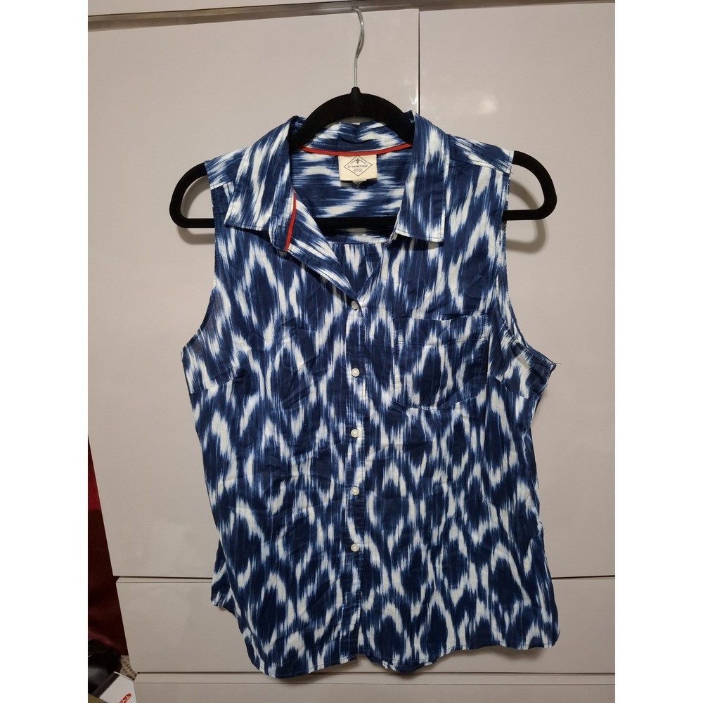 St John's Bay Women's Navy Sleeveless Top (Measures Size Large)